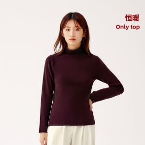 THREEGUN | 100% Cashmere High Neck Womens Casual Knitted Sweater Home Clothes Comfortable Soft Warm Winter Fashion Basic Layer Top