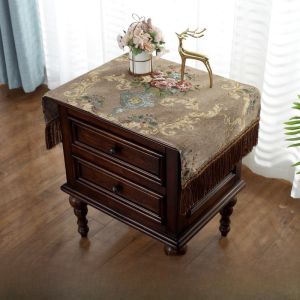 Nordic Embroidered Bedside Table Cover Cloth Home Bedroom Dustproof Cover for Printer Desk Makeup Table Decorative Cloth