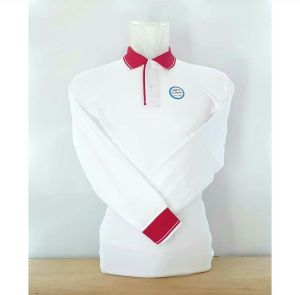 Kaos putih polos lakos kerah tangan panjang pria/wanita