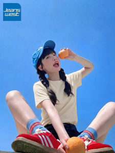 Jeanswest | Beige Slim-Fitting Summer New Fashionable Short Sleeve T-Shirt
