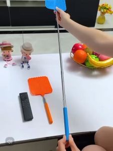 Alat Pemukul Nyamuk Teleskopik Alat Pemukul Lalat Tahan Karat Plastik Pemukul Hewan Serangga Manual