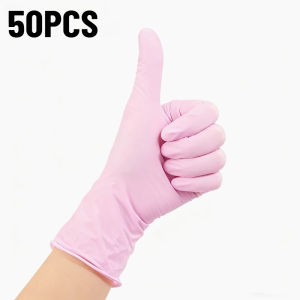 20/50/100PCS Disposable Light Pink Nitrile Gloves Pet Bath Bathing Kitchen Cleaning Hygiene Embroidery Beauty Hairdressing Tools