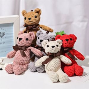 1pcs 15CM Bear Stuffed Plush Toys Baby Cute Dress Key Pendant Pendant Dolls  Birthday Wedding Party Decor