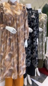 New One Set Long Ceruty Abstrak Setelan Ceruty Babydol Berfuring Outfit Wanita Kekinian Ootd Kondangan Hijabers Setelan Wanita Terlaris