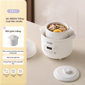 URINGO | Nồi Nấu Chậm & Hầm Cách Thủy Đa Năng URINGO Lõi Sứ 1L Chuyên Dụng Nấu Đồ Ăn Dặm Cháo Cho Bé Chưng Yến