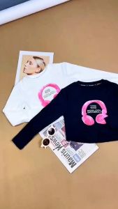 New Style Croptop Long Sleeve for Kids Girls 3-12Y Korean Style Cute Side String Design Cotton Casual Long Sleeve Blouse for Girls Kids