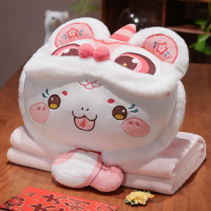 2025 Snake Year Mascot Pillow and Quilt Dual-Use Blanket Two-in-One Car Pillow Office Nap Pillow