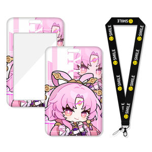 Flowing Firefly Card Holder Lanyard Campus Bus Pass Student Water Card Work ID Card Case School Badge Keychain Hanging Rope