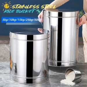 Rice Bucket Stainless Steel Rice Dispenser Large Capacity Rice Storage Container Insect-Proof Moisture-Proof Sealed Rice Dispenser Bucket