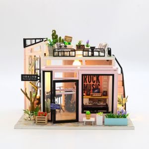 Doll House Kit Wooden Puzzle Assembly Building Model Toys Hourly Light Studio Bedroom Decoration With Furniture Wooden Dollhouse