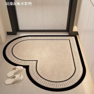 Quick Dry Anti Slip Bathroom Door Mat Heart Shaped Silicon Dendroid Mat Large Size Entrance Mat Water Absorbent Home Decor