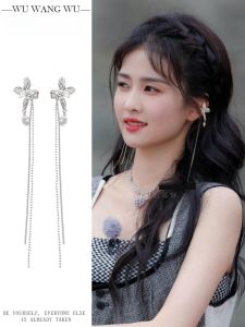 Elegant White Deer Bone Clip-On Earrings for Women Tassel Ear Cuffs No Piercing Required Fashionable Jewelry Accessory