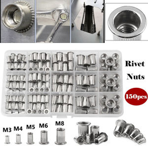 150PCS Rivet Nuts Plier Mandrel Kit M3/M4/M5/M6/M8 Nut Rivet Mandrels Repairtool Rivetgun Flatheadscrew Pop Nut Rivet Plier Set