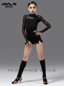 MuLanXi Kids Latin Dance Practice Outfit Set 8189 New Childrens Performance Clothes Long Sleeve Dance Training Suit Set