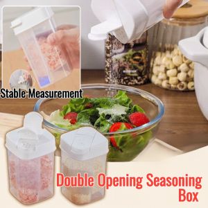 Double Lid Seasoning Jar Baking Soda Organizer Quantitative Seasoning Jar Sealed Moisture Resistant Salt Shaker Seasoning Box Measured Sprinkle Jar双盖调料罐