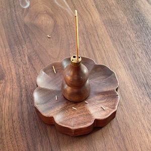 Black Walnut Wood Base Real Wood Incense Holder Gourd Incense Stick Holder Lotus Incense Tray Premium Aromatherapy Incense Burner