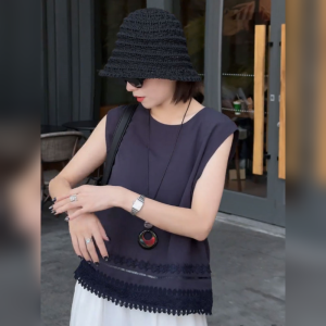 YUFUQING | Elegant Lace Splice Sleeveless Shirt Womens Loose Fit Casual Slimming Top Summer New Fashion High Waist Commute Style