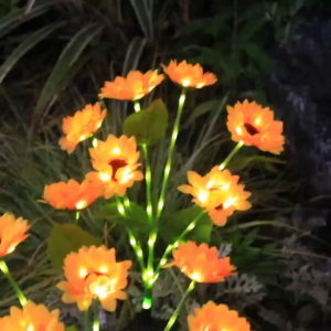 BHQ 6 Heads Solar Simulation Sunflower LED Lights Outdoor Waterproof Garden Yard Lawn Night Lights Lamp Decor