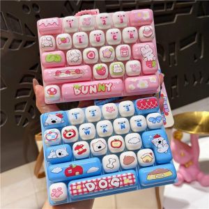 Bandai | 26 Grid Keyboard Keycap Clicker Anti-stress Key Cap Keychain Bag Pendant Cartoon Fidget Keyboard Keychain Charms Gift 키캡