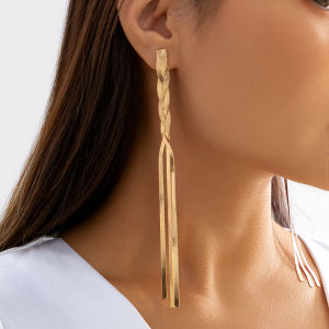 Ingemark Kpop Gold Color Long Snake Chain Drop Earring for Women Wedding Vintage Dangle Earring Trendy Accessories Party Jewelry