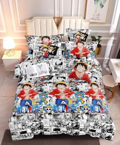 Bedsheet with 2 Pillow Cases - One Piece Character design