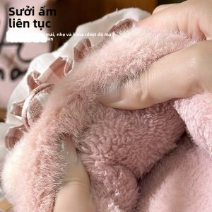 MONLEYTA | Dép bông Nhật Bản cho nữ mùa thu đông có nơ thắt nút hình con mèo dễ thương dép lót nhung ấm áp đế EVA dùng trong nhà