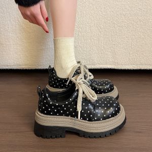 XUJIA | Thick Heel Black Round Toe Loafers
