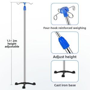 High-End Portable Stainless Steel IV Stand Mobile Medical Clinic Wheel- Mounted Stand for Drip Therapy And Bottle Hanging