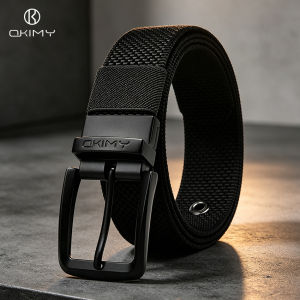 OKIMY Men Sports Belt Outdoor Belt Adjustable Belt Rotating Pin Buckle Black Nylon Belt Waistband Youth Sports Canvas Pant Belt Simple Nice Waistband