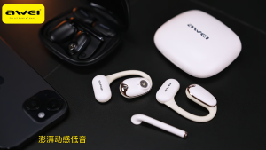 Awei TZ9 หูฟังบลูทูธ 3-Point LSR ต่างหูแบบหนีบหูฟังโทร ด้วยเสียง HD พร้อมลำโพง ไมโครโฟนมีความสะดวกสบาย สวมใส่ได้รับเสียง HD และเทรนไหมโครโฟน ไม่ต้องสะดวกสบายในการดำเนินชีวิต