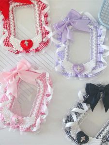 Handmade Angel Wings Card Holder Lace Fabric Cute Girl Heart DIY Craft Small Card Pendant Storage Organizer School Supplies