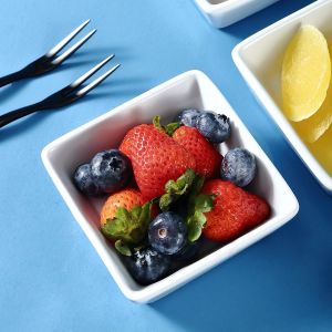 Porcelain Square Soup Bowl Ramekins for Baking Creme Brulee Dishes Souffle Cups 8*6*5.5cm