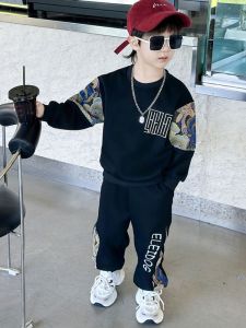 Cool Fashionable Boys Spring Autumn Two-Piece Set Trendy Casual Wear for Kids Age 3-12 Comfortable Breathable Clothing Set