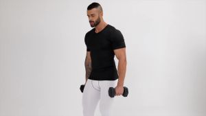 Men V Neck Compression Shirts Short Sleeved Body Shaper Slimming Undershirt Workout Abs Abdomen Tummy Control Shapewear Tops