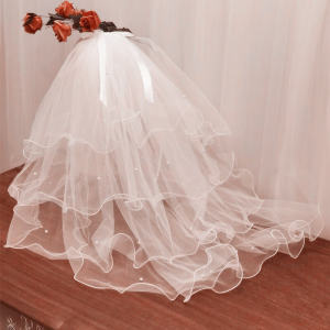 Bridal Veil Lightweight Four Layer Fluffy Simple Popular Photography Prop White Butterfly Knot Headwear Super Fairy Forest System