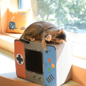 coolpet 🐶 กล่องลับเล็บแมว พิมพ์ลาย 2ด้าน ที่ลับเล็บแมวลายน่ารัก ที่ฝนเล็บแมว บ้านแมว แถมฟรี! Catnip