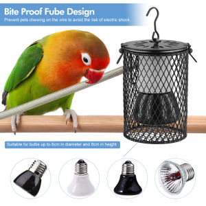 Reptiles Ceramic Heating Lamp with Guard Heater Lighting Infrared Reptile Heat Bulb Holder with Anti Hot Bracket Cage Heat Lamp for Bearded Dragon/Lizard/Snake/Tortoise Lighting - UK Plug100W