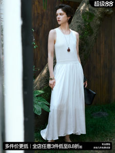 Silk V-Neck Long Dress Womens Sleeveless Lacey Cool Feeling Casual Style H-Shape Summer New Arrival Elegant Dress