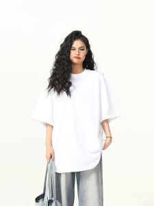 เสื้อยืดคอกลมแขนสั้นทรงหลวมสำหรับผู้หญิง ทรงหลวม สไตล์สตรีท ผ้าฝ้ายแท้ น้ำหนักเบา ฤดูร้อน 2024 เสื้อยืดคอกลมแขนสั้นสำหรับผู้หญิง