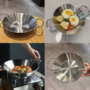 TBRBG A Thép không gỉ hải sản Chảo gạo với xử lý Hàn Quốc Frying Pan bếp đồ nấu nướng;B Thép Không Gỉ Không Dính Khô Lẩu Bền Vòng Dưới Đôi Xử Lý Cho Nhà Bếp Cắm Trại Nấu Ăn Đảng
