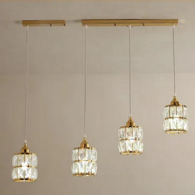 Modern Simple Crystal Chandelier Three-Headed round Restaurant Dining Table Light Bar Counter Lighting Luxury Pendant Lamp