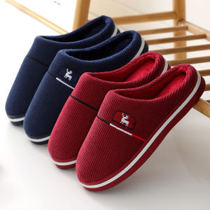 Mens Cotton Slippers Winter Home Warm Anti-slip Large Size Indoor Thick Bottom Half Wrap Heel Cotton Shoes Home Use