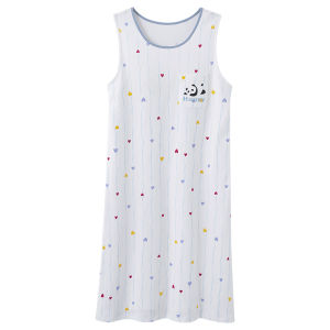 MiiOW | ชุดนอนผู้หญิงแขนกุดผ้าฝ้ายแท้ฤดูร้อน 2025 ใหม่พร้อมแผ่นเสริมหน้าอก กระโปรงยาว ใส่กลางแจ้งได้ เสื้อผ้าในบ้าน