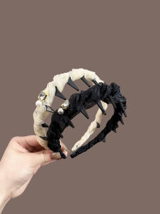 Luxurious Wave Hairband Womens Heavy Embroidery Net Shark Fin Headband Versatile Face Washing Hair Clip Fashionable Sensation