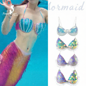 FRENZEL | Sequined Chest Bikini Top For Diving Performance Padded