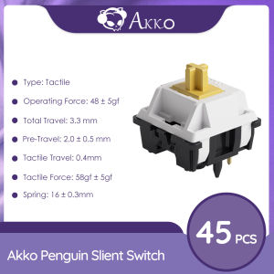 Akko Penguin Switch 5 Pin 50gf Tactile Silent Switch Compatible with MX Mechanical Keyboard (45pcs)