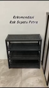 Rak Sepatu Sandal Petra 4 Susun Tempat Penyimpanan Sendal Plastik Rotan Sendal Estetik Shoe Rack Box