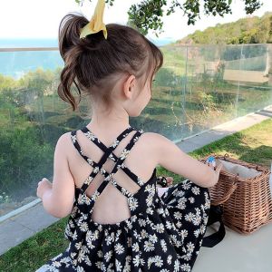 1-8Years Children Girls Daisy Print Chiffon Suspender Dress
