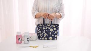 Daisy Printed Lunch Bag Thermal Insulation Large Capacity Handbag Cute Picnic Drinks Lunch Box Storage Bag Portable Lunch Pouch