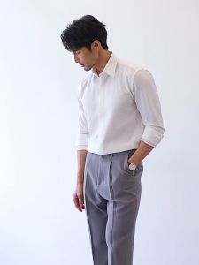 HUILISHI Commuting hidden placket business slim casual shirt mens high-end long-sleeved lapel shirt